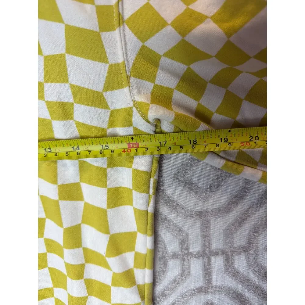 Old Navy Boys Size 8 Zip Up Hoodie Sweatshirt Wavy Checkerboard Yellow/green